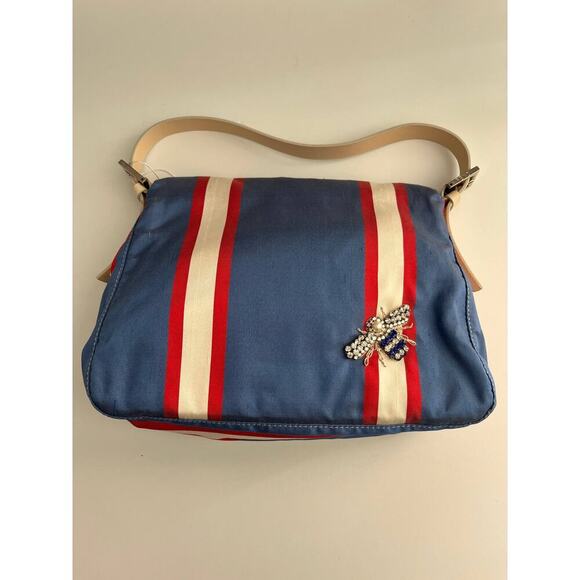 Vintage Fendi baguette Mamma insect stripes multicolor shoulder bag - Picture 4 of 8